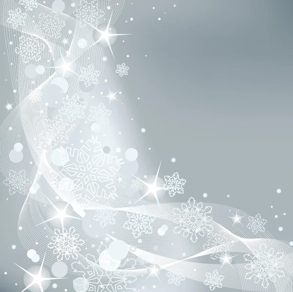 Fondo de Navidad con copos de nieve blancos — Vector de stock