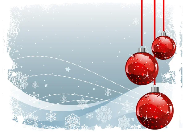 Weihnachten Hintergrund mit Kugeln und Schneeflocken — Stockvektor