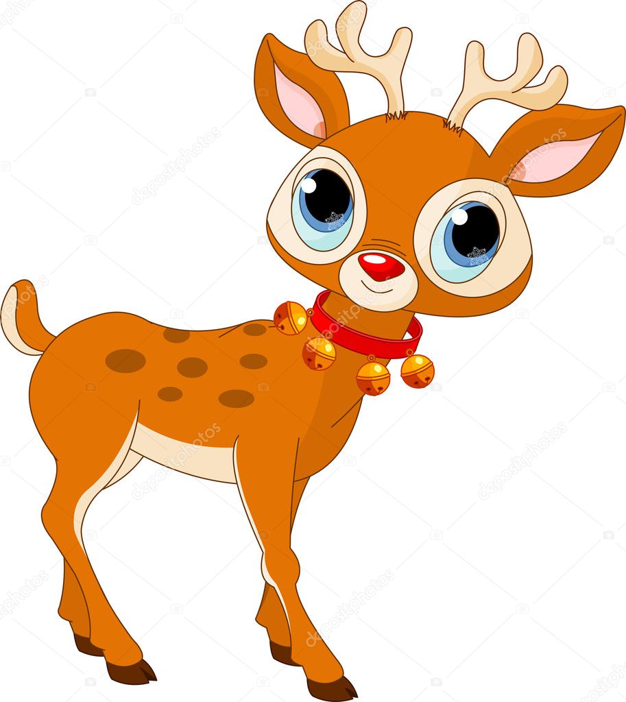 Beautiful cartoon reindeer Rudolf — Stock Vector © Dazdraperma #4397032