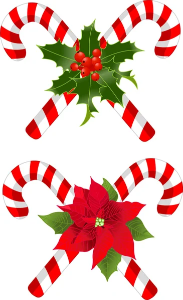 Bastoncino di zucchero di Natale decorati disegni — Vettoriale Stock