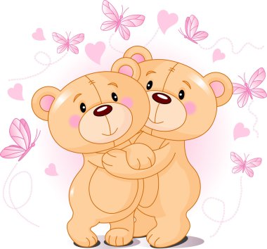 Teddy bears in love clipart