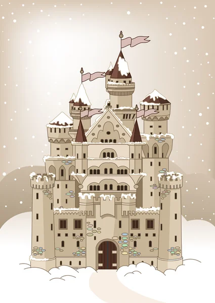 魔术冬季城堡的邀请卡 — 图库矢量图片