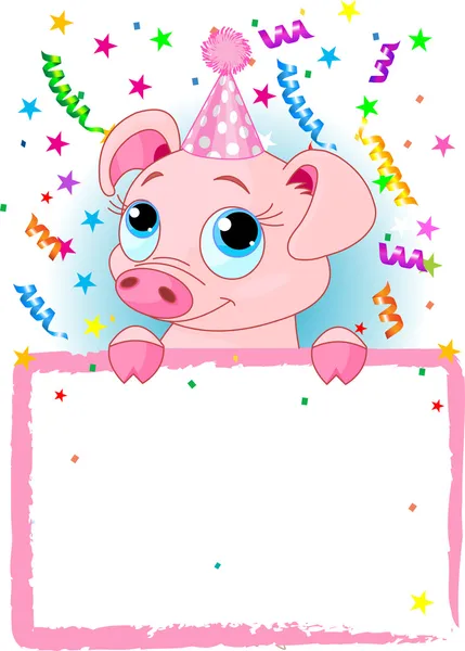 Piglet doğum günü — Stok Vektör