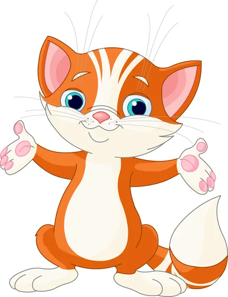 彼の手を上げる赤い子猫 — ストックベクタ