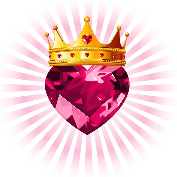 Crystal hart met kroon — Stockvector