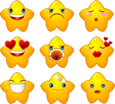 Set of smileys stars clipart