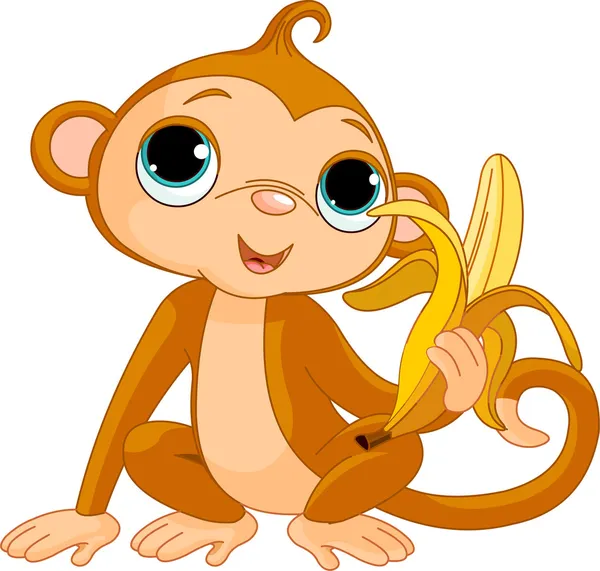 Śmieszne małpy z bananem — Wektor stockowy
