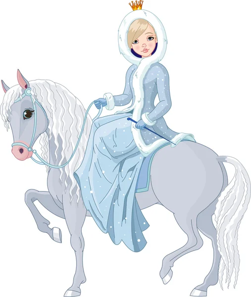 Prinzessin reitet Pferd. Winter — Stockvektor