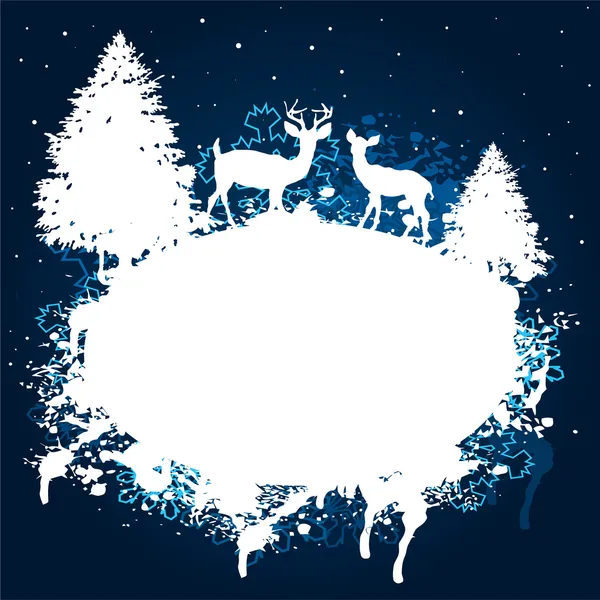冬季森林 grunge 漆设计 — 图库矢量图片