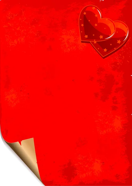 Papier Saint Valentin Fond Grunge Avec Coin Bouclé Coeurs — Image vectorielle