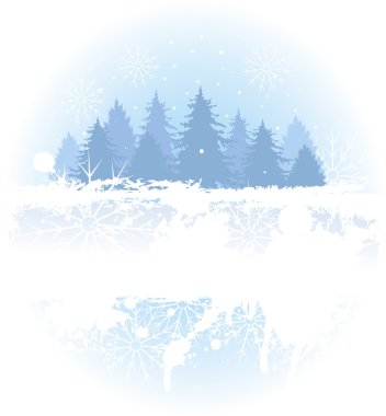 Winter forest themed grange background with copy space. clipart