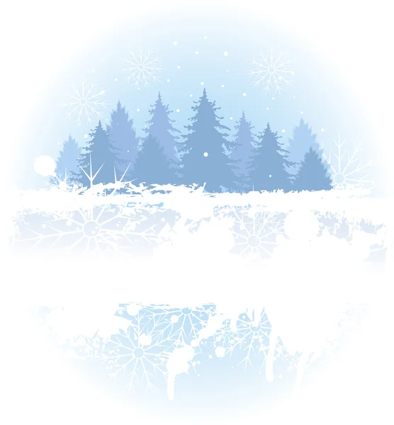 Winter Forest Tema Grange Bakgrund Med Kopia Utrymme — Stock vektor