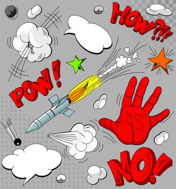 Big Set of comic book explosions for your design clipart