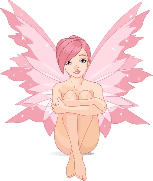 迷人年轻裸粉色童话插图 — 图库矢量图片
