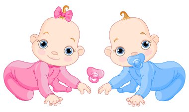 Cute creeping twins clipart