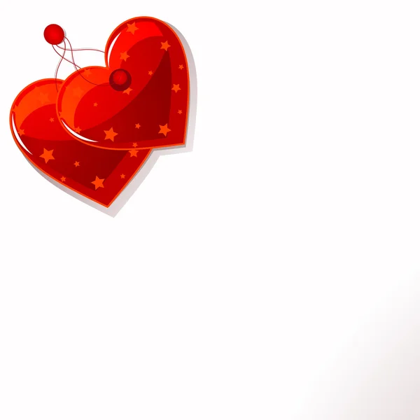 Kırmızı Iki Kalp Etiketli Sayfa Köşesi Kopya Metin Için Yer — Stok Vektör