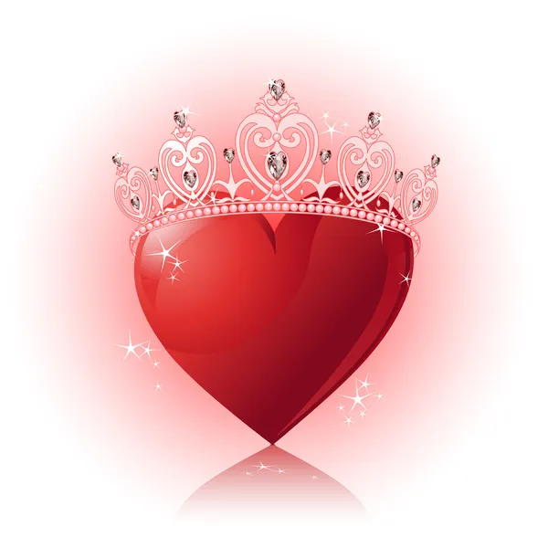 Crystal heart with crown — Stock Vector