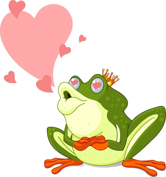 Clip Art Frog Prince Περιμένει Φιληθεί — Διανυσματικό Αρχείο