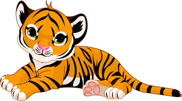 Image Little Tiger Cub Resting — Stock Vector