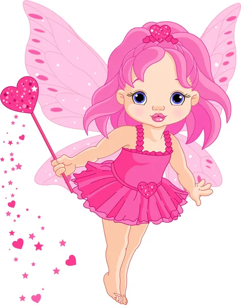 Cute little baby Love fairy — Stock Vector