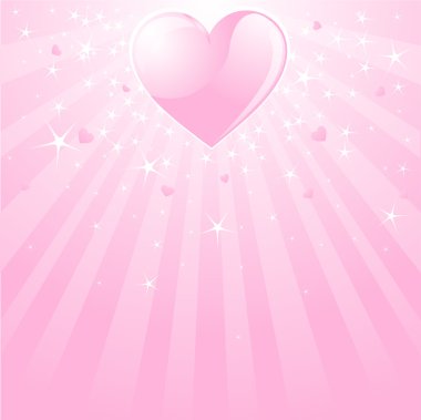 Valentine pink heart, stars and stripes clipart