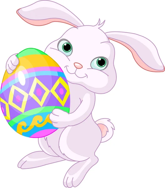 Иллюстрация Счастливого Пасхального Кролика Яйцом — стоковый вектор
