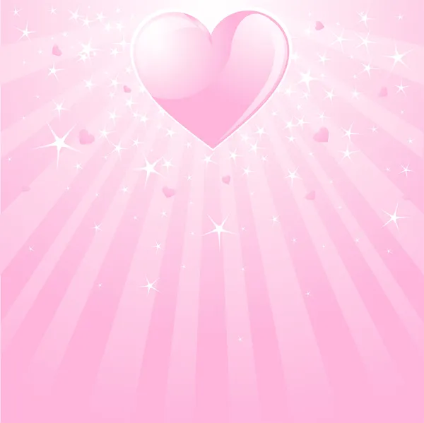 Corazón rosa de San Valentín, estrellas y rayas — Vector de stock