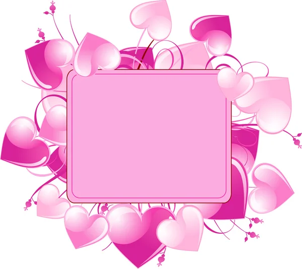 ピンクの愛の心とバレンタイン フレーム — ストックベクタ
