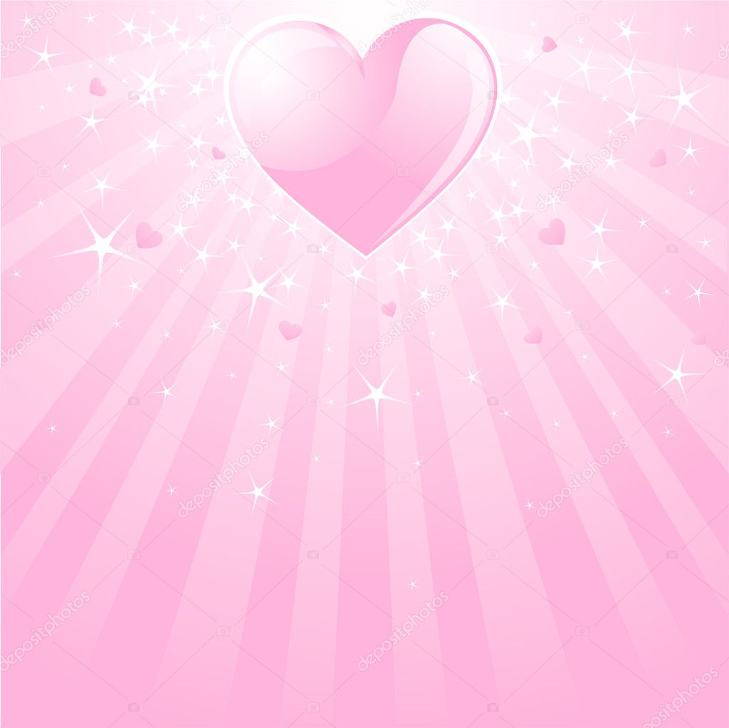 Valentine pink heart, stars and stripes