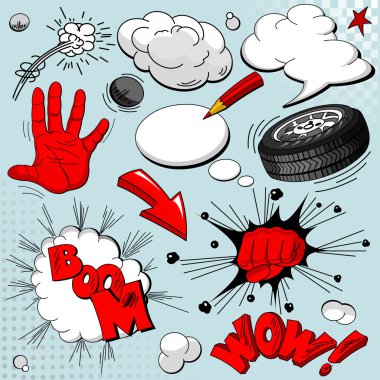 Set of comic book explosions clipart