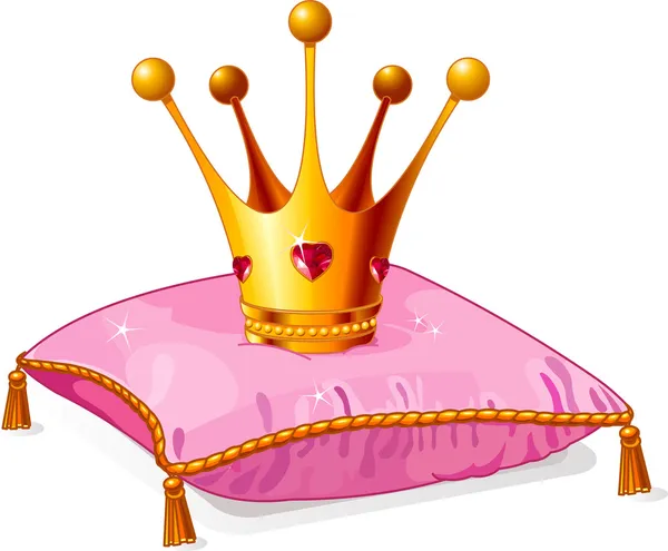 Princesa coroa no travesseiro rosa — Vetor de Stock