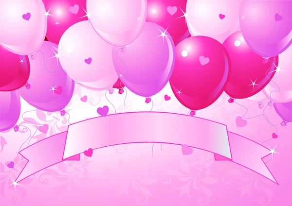Fallande rosa valentine ballonger — Stock vektor