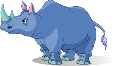 Cartoon funny rhino isolated on white clipart