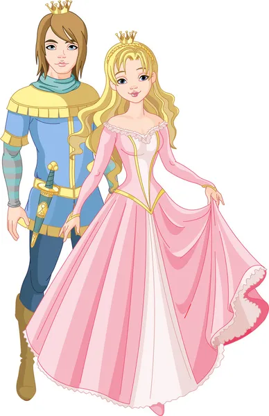 Güzel Prens ve Prenses — Stok Vektör