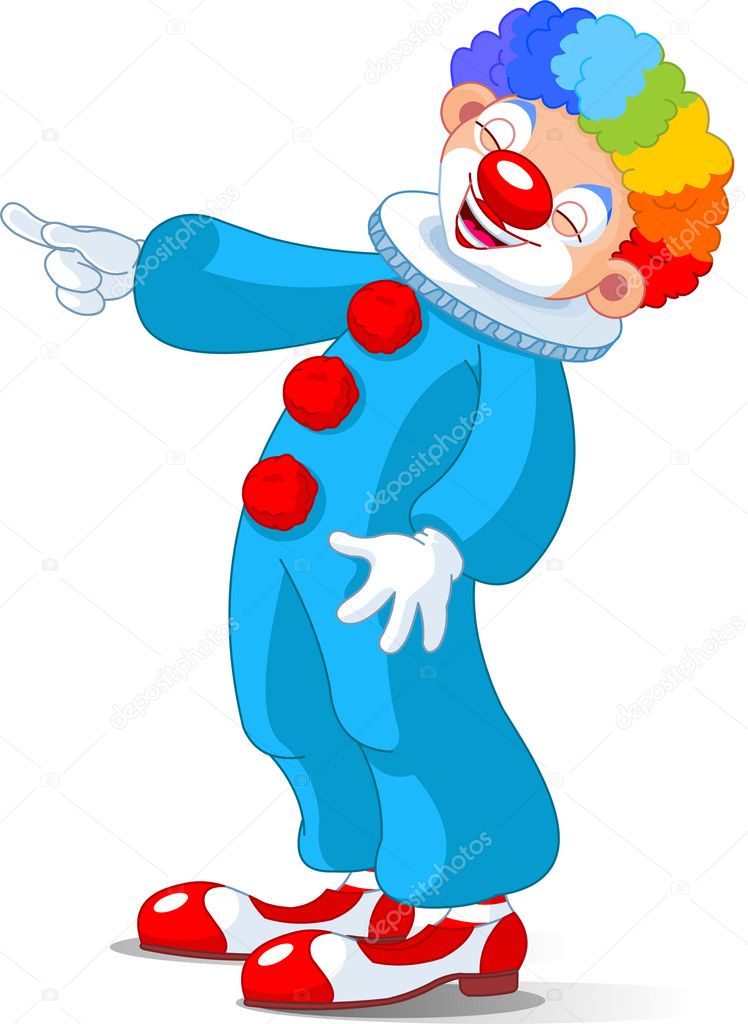 Illustration of Cute Clown laughing and pointing