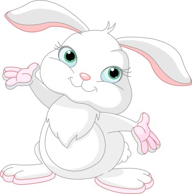 Cute little bunny rising up his hands clipart