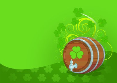 Decorative St. Patrick's Day design with beer keg clipart