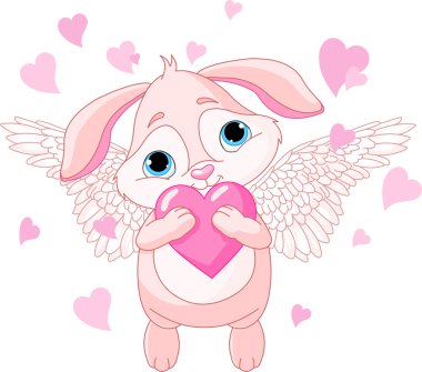 Cute rabbit with love heart clipart