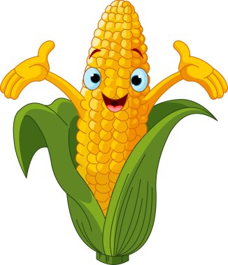 Illustration of a Sweet Corn Character Presenting Something clipart