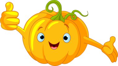 Illustration of a Pumpkin Character giving thumbs up clipart