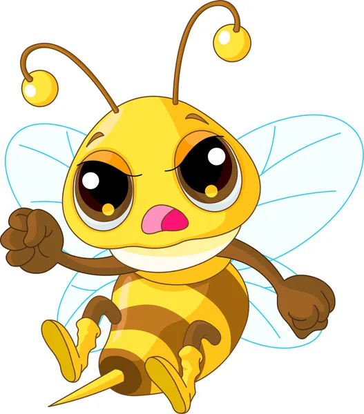 愤怒可爱蜜蜂在飞的插图 — 图库矢量图片