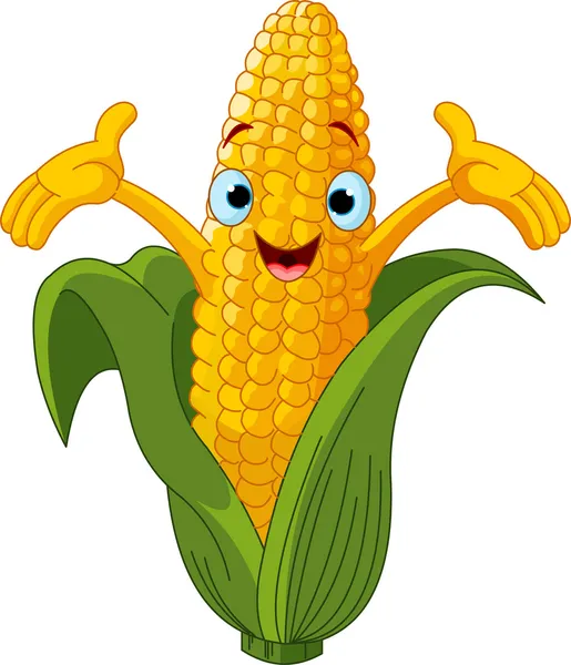 Illustration Sweet Corn Character Presenting Something — Stock Vector