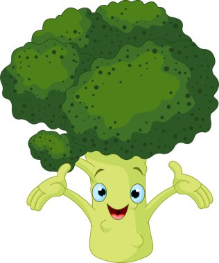 Cartoon cute Broccoli presenting something clipart