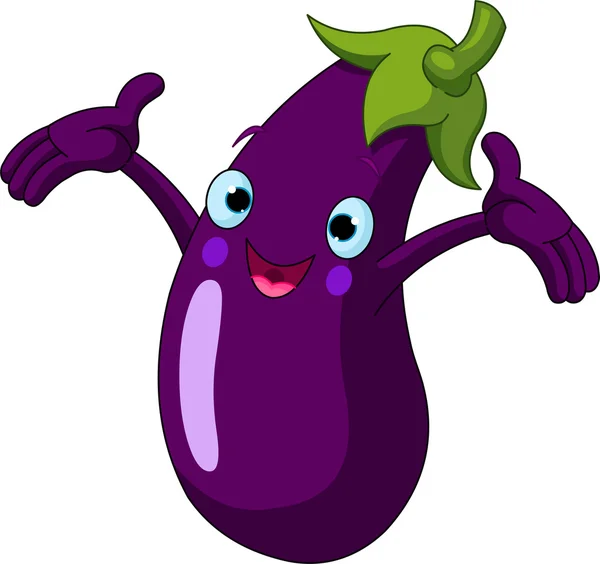 Eggplant Presenting Something — Stock Vector