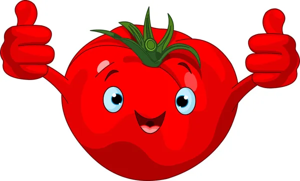 Personagem de tomate dando polegares para cima — Vetor de Stock