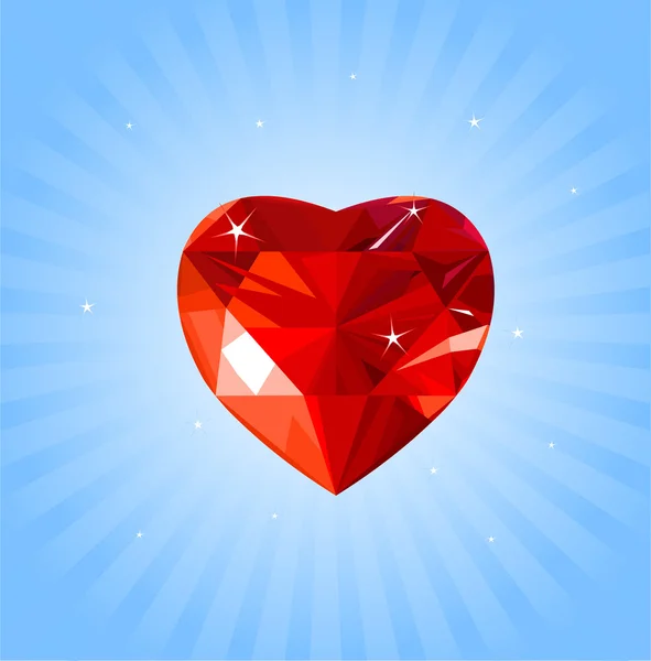 Corações Amor Cristal Brilhante Fundo Radial — Vetor de Stock