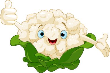 Cartoon cute Cauliflower presenting something clipart