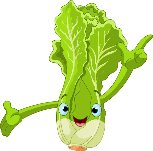 Lettuce Character Presenting Something — Stock Vector