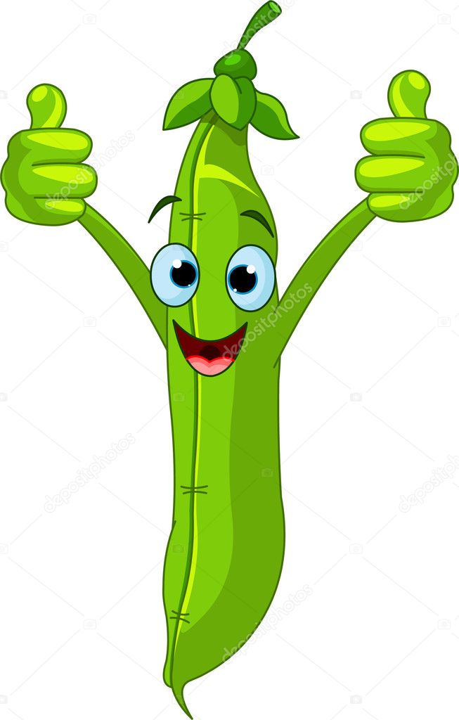 garden peas character giving thumbs up