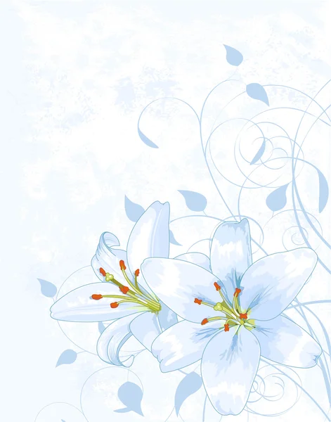 Lilie auf hellblauem Hintergrund — Stockvektor